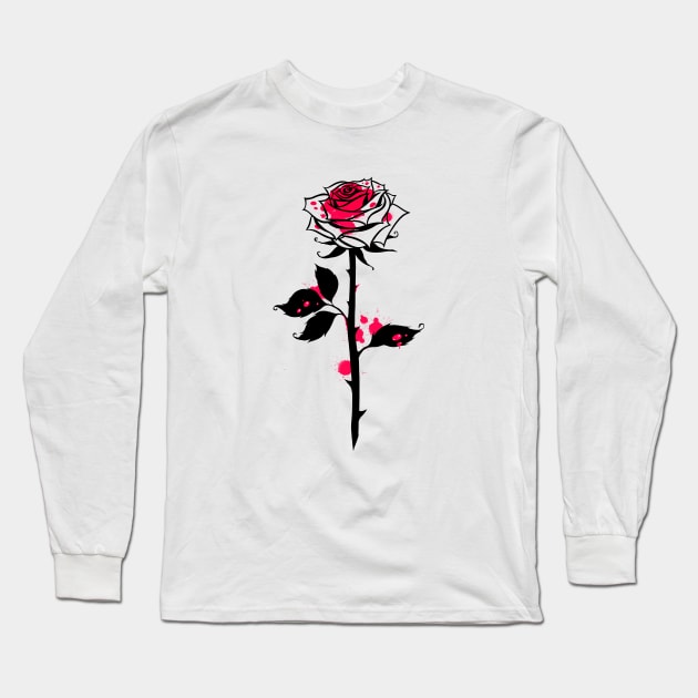 Wild rose blood. bleeding flower Long Sleeve T-Shirt by OccultOmaStore